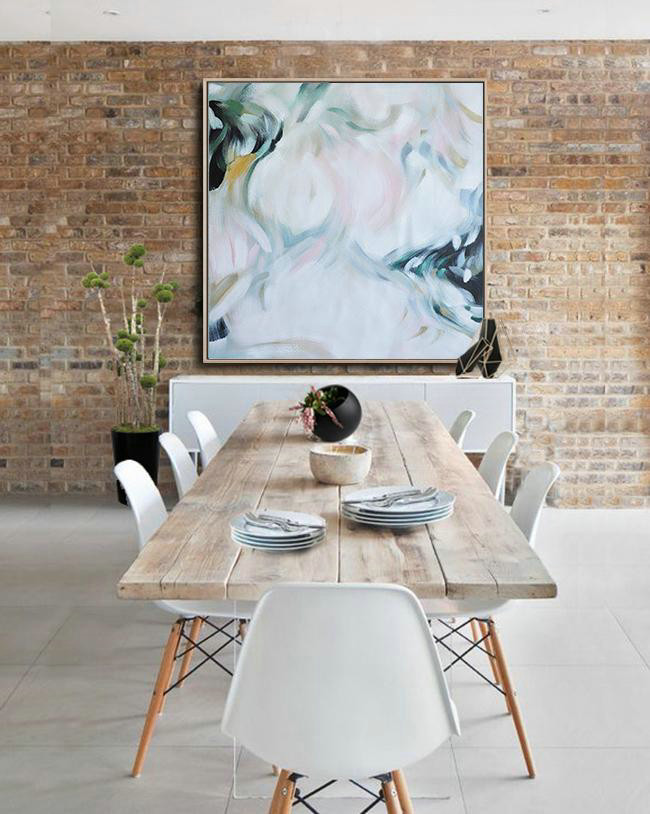 Extra Large Abstract Painting On Canvas,Oversized Abstract Painting On Canvas,Abstract Art Decor Large Canvas Painting,White,Green,Pink,Black.etc
